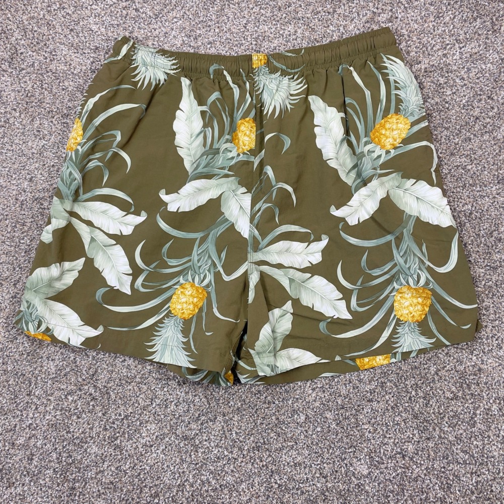 Tommy Bahama Mens XL Swim Trunks Olive Green Pineapple Tropical Print Mesh Liner
